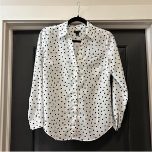 Ann Taylor White and Black Polka Dot Shirt